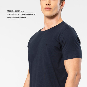 Cacharel Erkek Bisiklet Yaka T-Shirt 2169/Lacivert