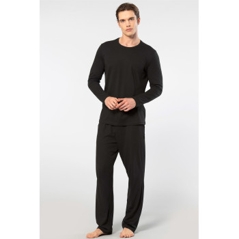 Cacharel Erkek Bisiklet Yaka Uzun Kollu Modal Pijama Takimi 2244/Siyah