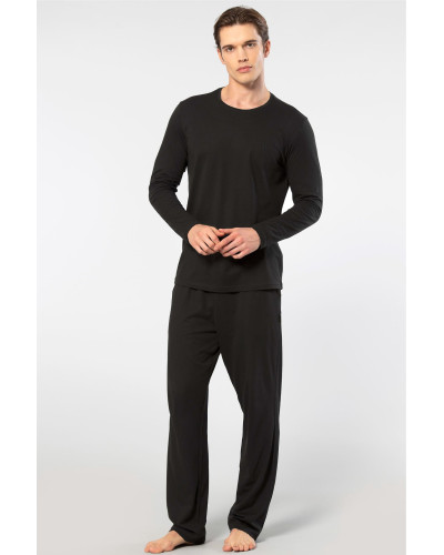 Cacharel Erkek Bisiklet Yaka Uzun Kollu Modal Pijama Takimi 2244/Siyah