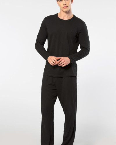 Cacharel Erkek Bisiklet Yaka Uzun Kollu Modal Pijama Takimi 2244/Siyah