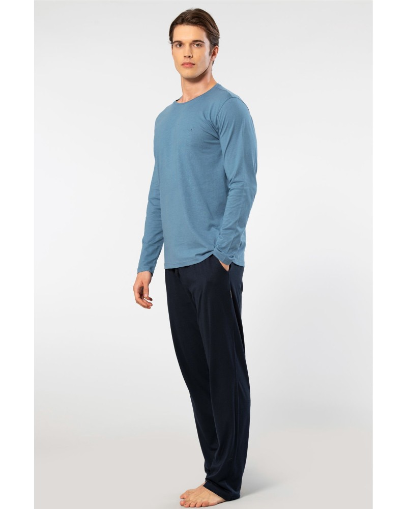 Cacharel Erkek Bisiklet Yaka Uzun Kollu Modal Pijama Takimi 2244/İndigo Cacharel Erkek Bisiklet Yaka Uzun Kollu Modal Pijama Takimi 2244/İndigo