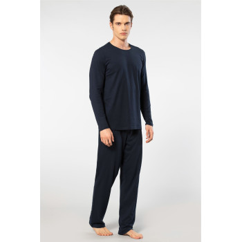 Cacharel Erkek Bisiklet Yaka Uzun Kollu Modal Pijama Takimi 2244/Lacivert
