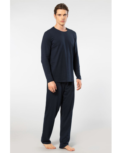 Cacharel Erkek Bisiklet Yaka Uzun Kollu Modal Pijama Takimi 2244/Lacivert
