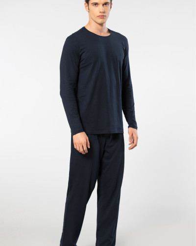 Cacharel Erkek Bisiklet Yaka Uzun Kollu Modal Pijama Takimi 2244/Lacivert