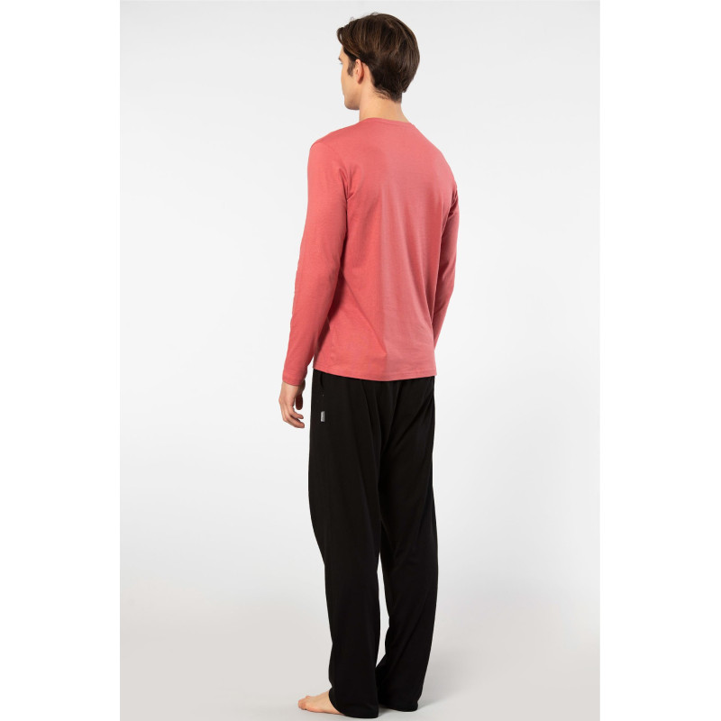 Cacharel Erkek Bisiklet Yaka Uzun Kollu Modal Pijama Takimi 2244/Mercan