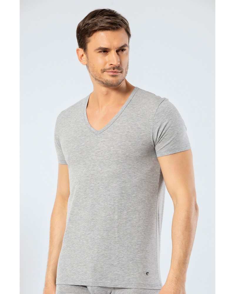 Cacharel Erkek Derin V Yaka Likrali T-shirt 1306/Gri Cacharel Erkek Derin V Yaka Likrali T-shirt 1306/Gri