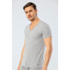 Cacharel Erkek Derin V Yaka Likrali T-shirt 1306/Gri