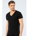 Cacharel Erkek Derin V Yaka Likrali T-shirt 1306/Siyah Cacharel Erkek Derin V Yaka Likrali T-shirt 1306/Siyah