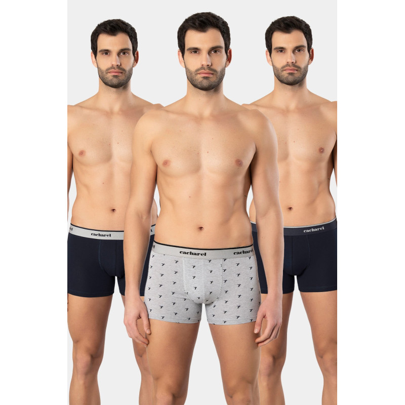 Cacharel Erkek Desenli Likrali Boxer 3'lü Paket 1339/Lacivert 8