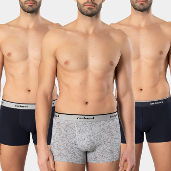 Cacharel Erkek Desenli Likrali Boxer 3'lü Paket 1339/Lacivert 3