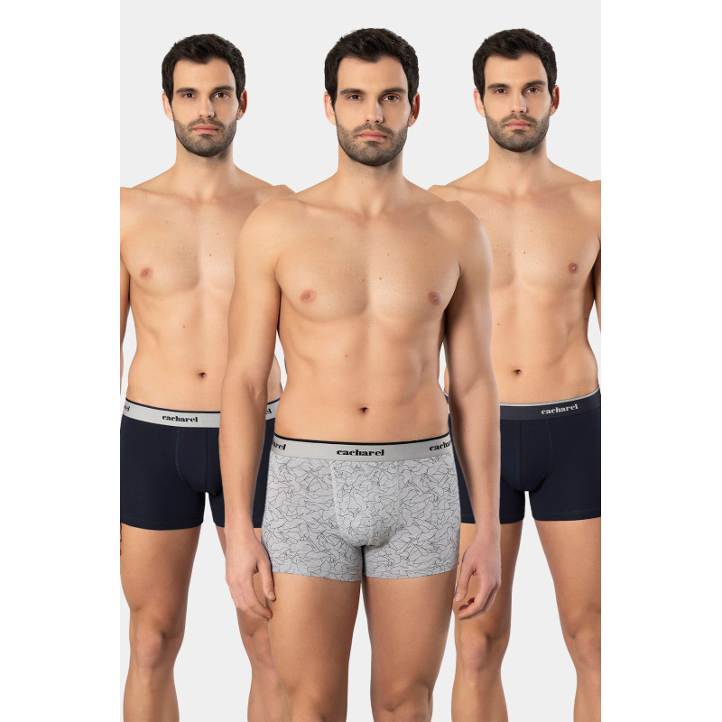 Cacharel Erkek Desenli Likrali Boxer 3'lü Paket 1339/Lacivert 3