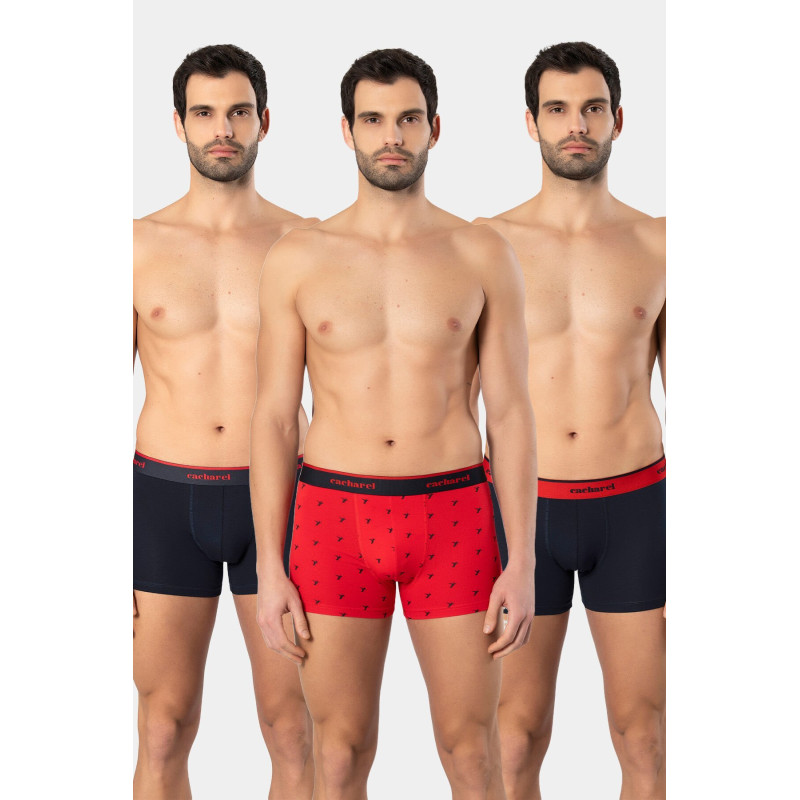 Cacharel Erkek Desenli Likrali Boxer 3'lü Paket 1339/Lacivert 5