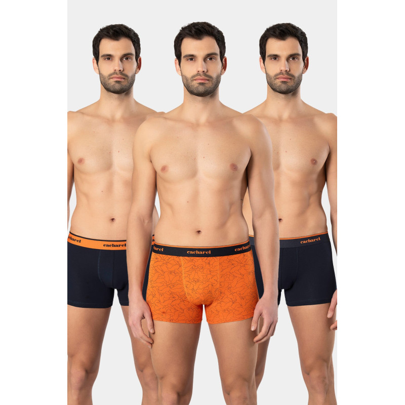 Cacharel Erkek Desenli Likrali Boxer 3'lü Paket 1339/Lacivert 1