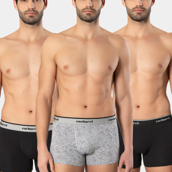 Cacharel Erkek Desenli Likrali Boxer 3'lü Paket 1339/Siyah 2