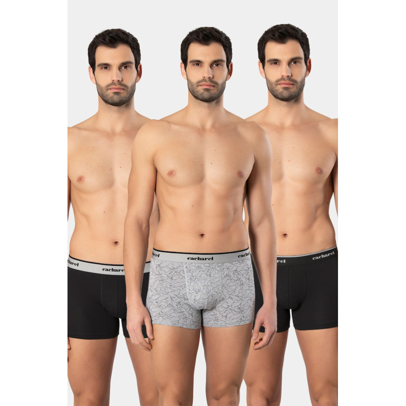 Cacharel Erkek Desenli Likrali Boxer 3'lü Paket 1339/Siyah 2 Cacharel Erkek Desenli Likrali Boxer 3'lü Paket 1339/Siyah 2