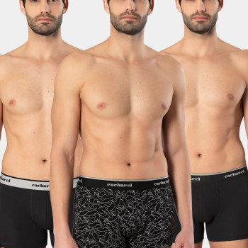 Cacharel Erkek Desenli Likrali Boxer 3'lü Paket 1339/Siyah 3