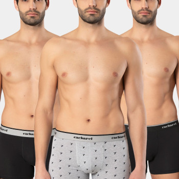 Cacharel Erkek Desenli Likrali Boxer 3'lü Paket 1339/Siyah 4