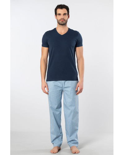 Cacharel Erkek Dokuma Pijama Takimi 2238/Mavi 2