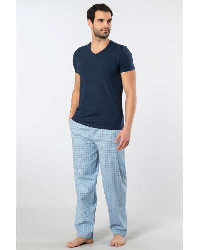 Cacharel Erkek Dokuma Pijama Takimi 2238/Mavi 2