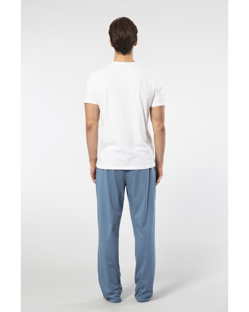 Cacharel Erkek Kisa Kollu Modal Pijama Takimi 2192/Beyaz