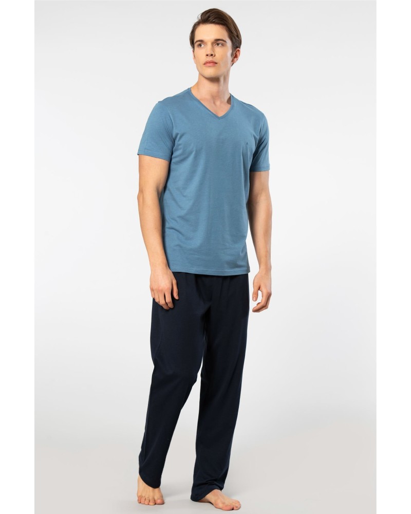 Cacharel Erkek Kisa Kollu Modal Pijama Takimi 2192/İndigo Cacharel Erkek Kisa Kollu Modal Pijama Takimi 2192/İndigo