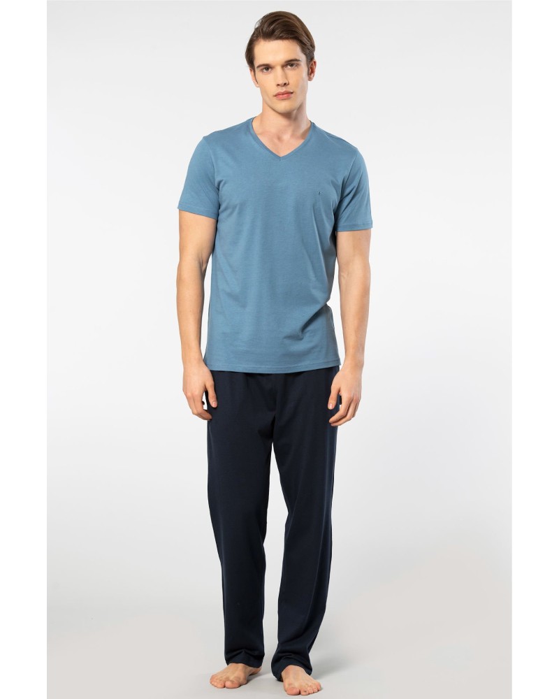 Cacharel Erkek Kisa Kollu Modal Pijama Takimi 2192/İndigo Cacharel Erkek Kisa Kollu Modal Pijama Takimi 2192/İndigo