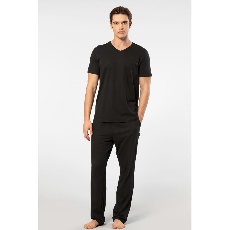 Cacharel Erkek Kisa Kollu Modal Pijama Takimi 2192/Siyah Cacharel Erkek Kisa Kollu Modal Pijama Takimi 2192/Siyah