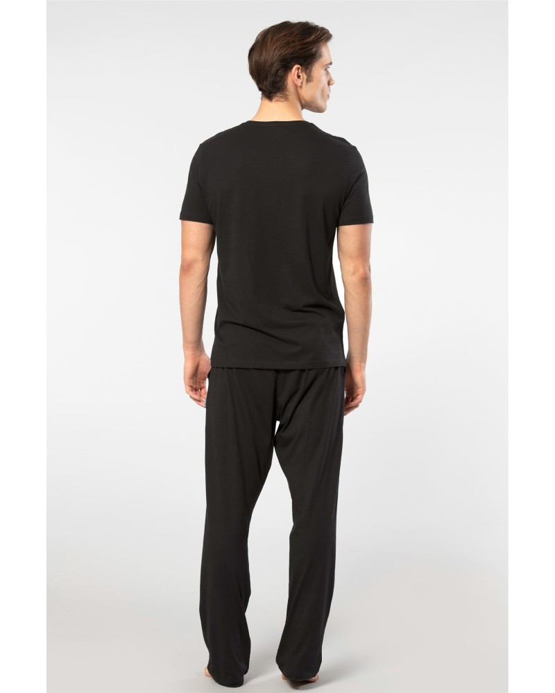 Cacharel Erkek Kisa Kollu Modal Pijama Takimi 2192/Siyah