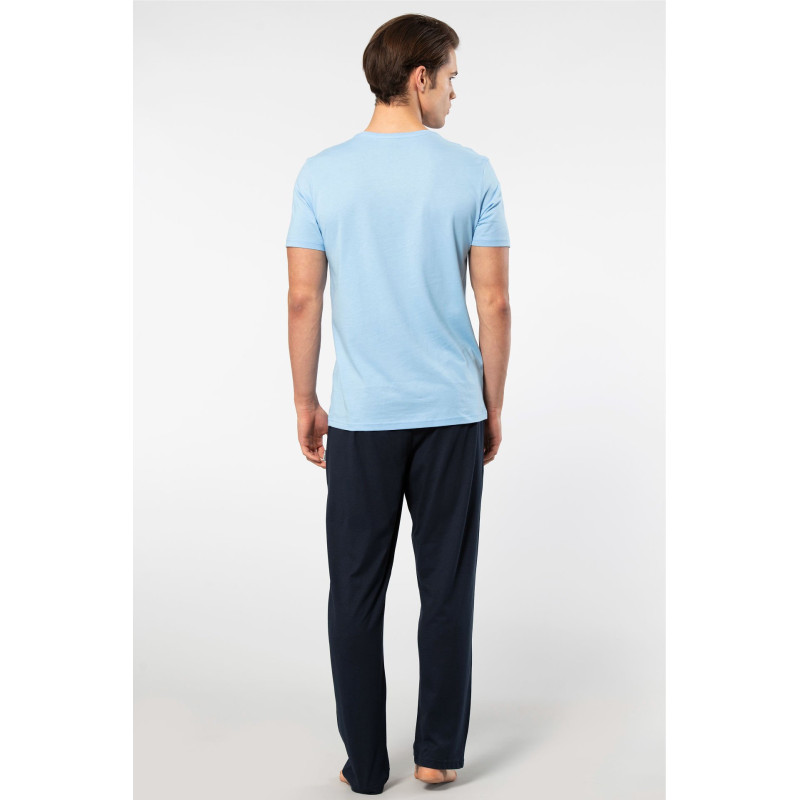 Cacharel Erkek Kisa Kollu Modal Pijama Takimi 2192/Açık Mavi