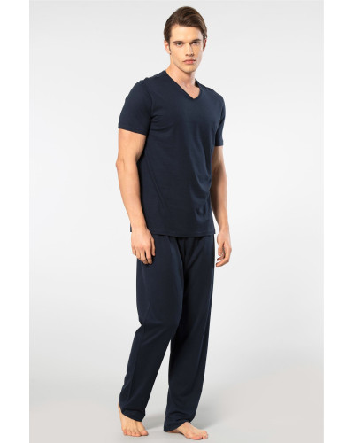 Cacharel Erkek Kisa Kollu Modal Pijama Takimi 2192/Lacivert
