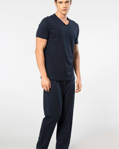 Cacharel Erkek Kisa Kollu Modal Pijama Takimi 2192/Lacivert