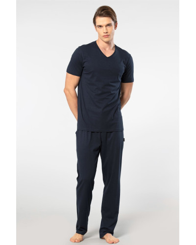 Cacharel Erkek Kisa Kollu Modal Pijama Takimi 2192/Lacivert