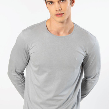 Cacharel Erkek Modal Pamuk Bisiklet Yaka T-shirt 2242/Gri