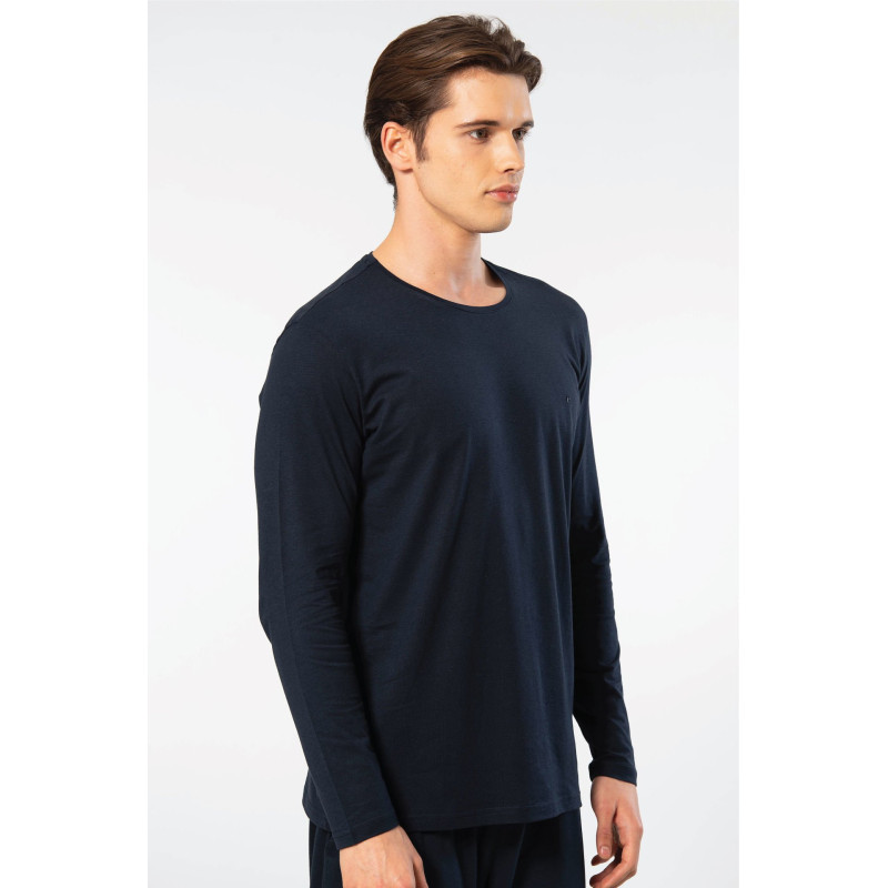 Cacharel Erkek Modal Pamuk Bisiklet Yaka T-shirt 2242/Lacivert
