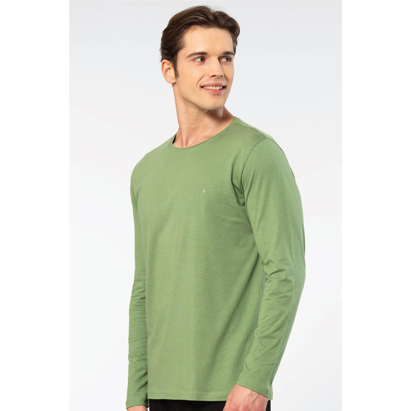 Cacharel Erkek Modal Pamuk Bisiklet Yaka T-shirt 2242/Yeşil