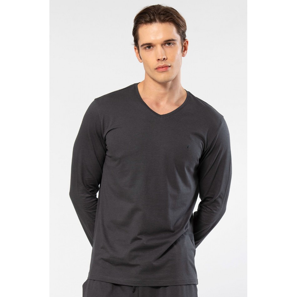 Cacharel Erkek Modal Pamuk V Yaka T-shirt 2243/Antrasit Cacharel Erkek Modal Pamuk V Yaka T-shirt 2243/Antrasit