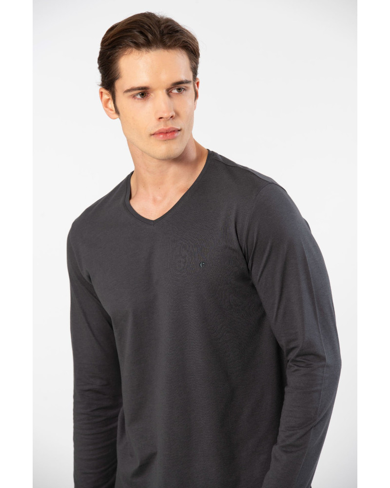 Cacharel Erkek Modal Pamuk V Yaka T-shirt 2243/Antrasit Cacharel Erkek Modal Pamuk V Yaka T-shirt 2243/Antrasit