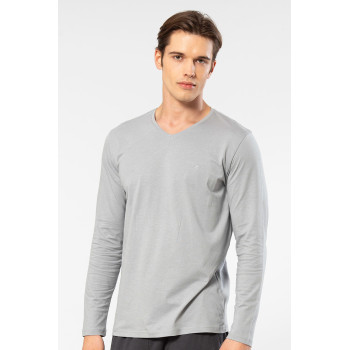 Cacharel Erkek Modal Pamuk V Yaka T-shirt 2243/Gri