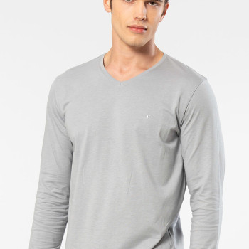 Cacharel Erkek Modal Pamuk V Yaka T-shirt 2243/Gri