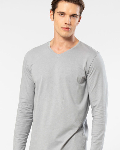 Cacharel Erkek Modal Pamuk V Yaka T-shirt 2243/Gri