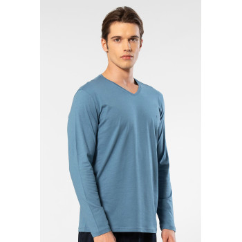 Cacharel Erkek Modal Pamuk V Yaka T-shirt 2243/İndigo