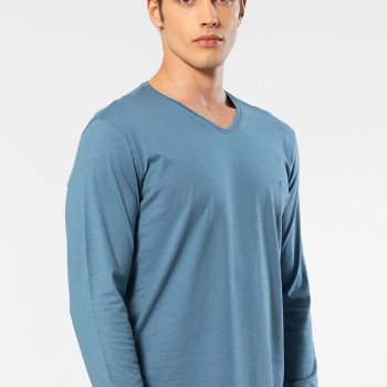 Cacharel Erkek Modal Pamuk V Yaka T-shirt 2243/İndigo