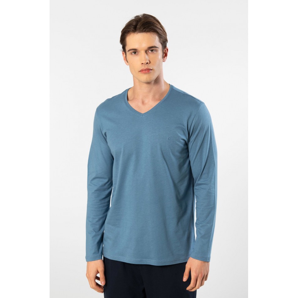 Cacharel Erkek Modal Pamuk V Yaka T-shirt 2243/İndigo Cacharel Erkek Modal Pamuk V Yaka T-shirt 2243/İndigo