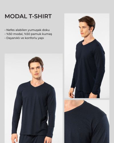 Cacharel Erkek Modal Pamuk V Yaka T-shirt 2243/Lacivert Cacharel Erkek Modal Pamuk V Yaka T-shirt 2243/Lacivert