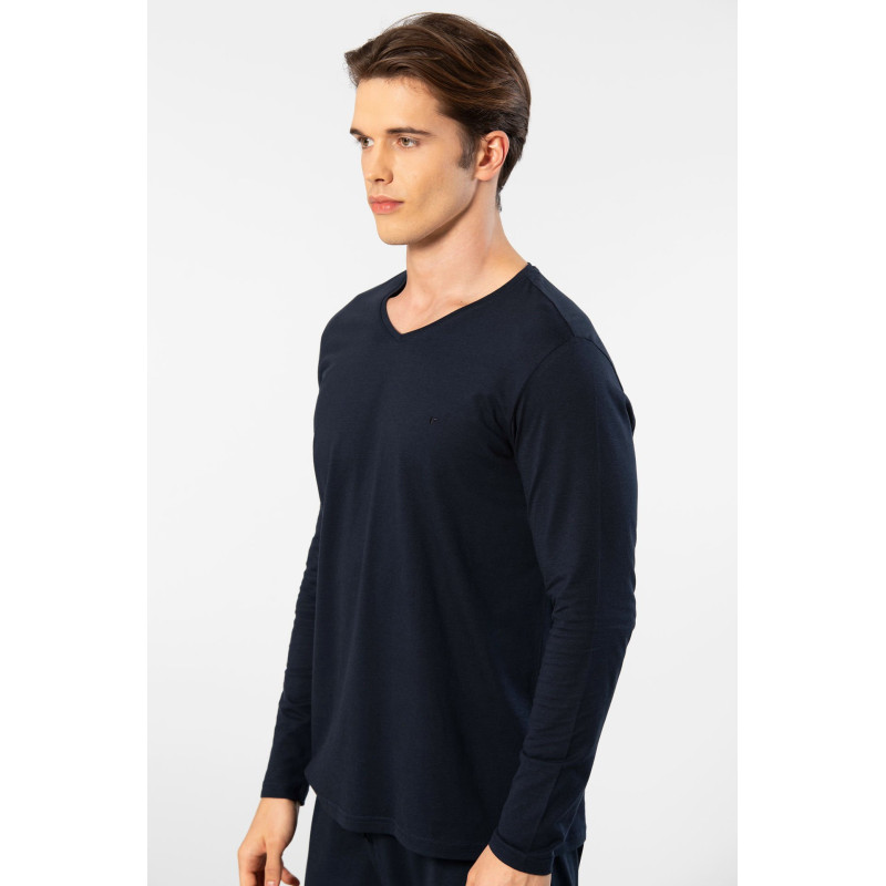 Cacharel Erkek Modal Pamuk V Yaka T-shirt 2243/Lacivert