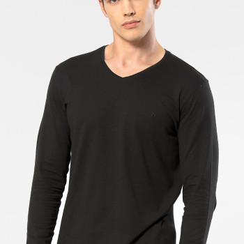 Cacharel Erkek Modal Pamuk V Yaka T-shirt 2243/Siyah