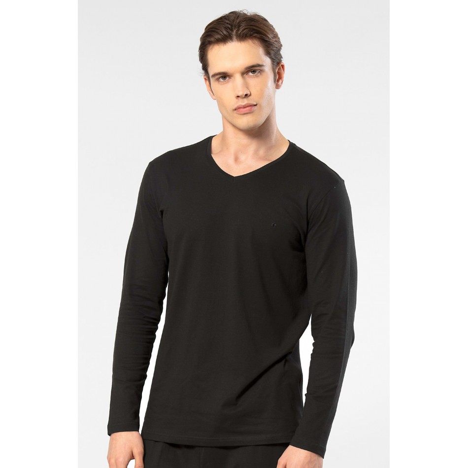 Cacharel Erkek Modal Pamuk V Yaka T-shirt 2243/Siyah Cacharel Erkek Modal Pamuk V Yaka T-shirt 2243/Siyah