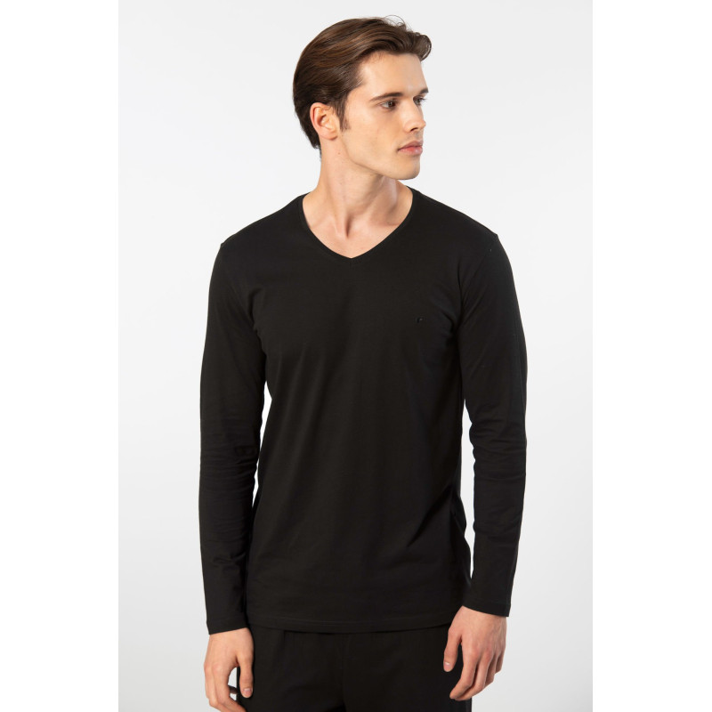 Cacharel Erkek Modal Pamuk V Yaka T-shirt 2243/Siyah