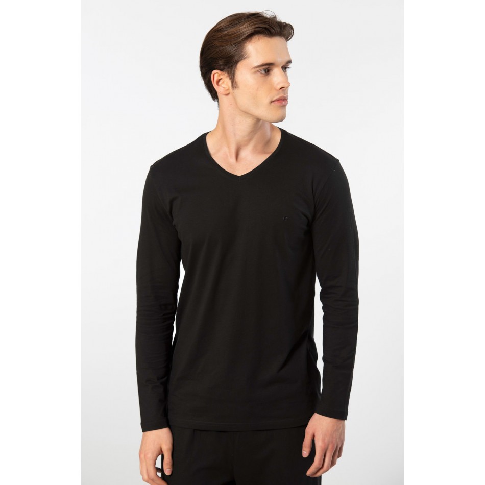 Cacharel Erkek Modal Pamuk V Yaka T-shirt 2243/Siyah Cacharel Erkek Modal Pamuk V Yaka T-shirt 2243/Siyah