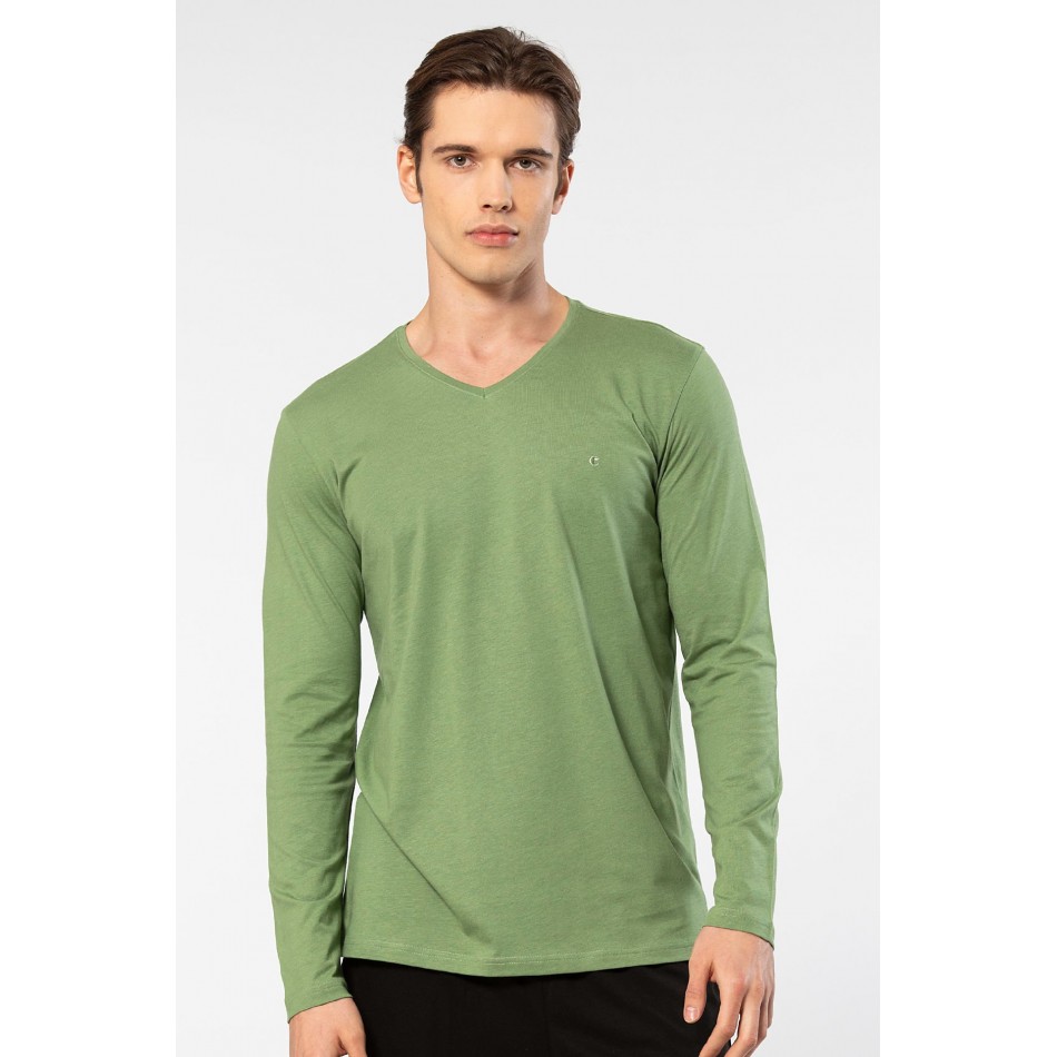Cacharel Erkek Modal Pamuk V Yaka T-shirt 2243/Yeşil Cacharel Erkek Modal Pamuk V Yaka T-shirt 2243/Yeşil